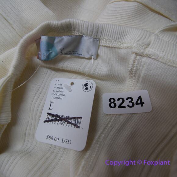 New!  FREE PEOPLE BEACH AVIVA RIBBED MIDI DRESS IN IVORY, size L - Picture 16 of 16